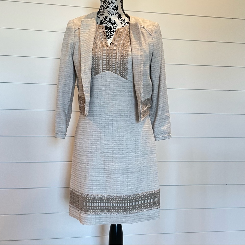 White House Black Market tweed linen blend dress and jacket